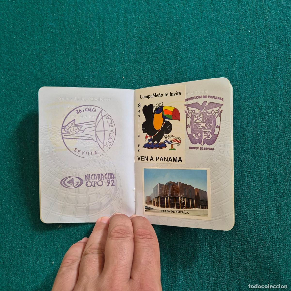 Documentos antiguos: Pasaporte EXPO 92 SEVILLA con muchos sellos - Foto 8