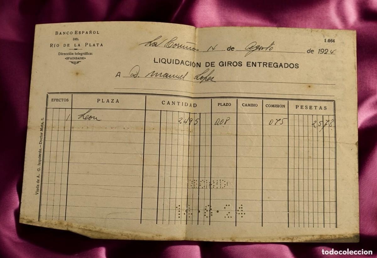 Documents Anciens: Liquidaci&oacute;n de Giros &ndash; A&ntilde;o 1924 - Antiguo Documento Financiero - Un Siglo de Historia