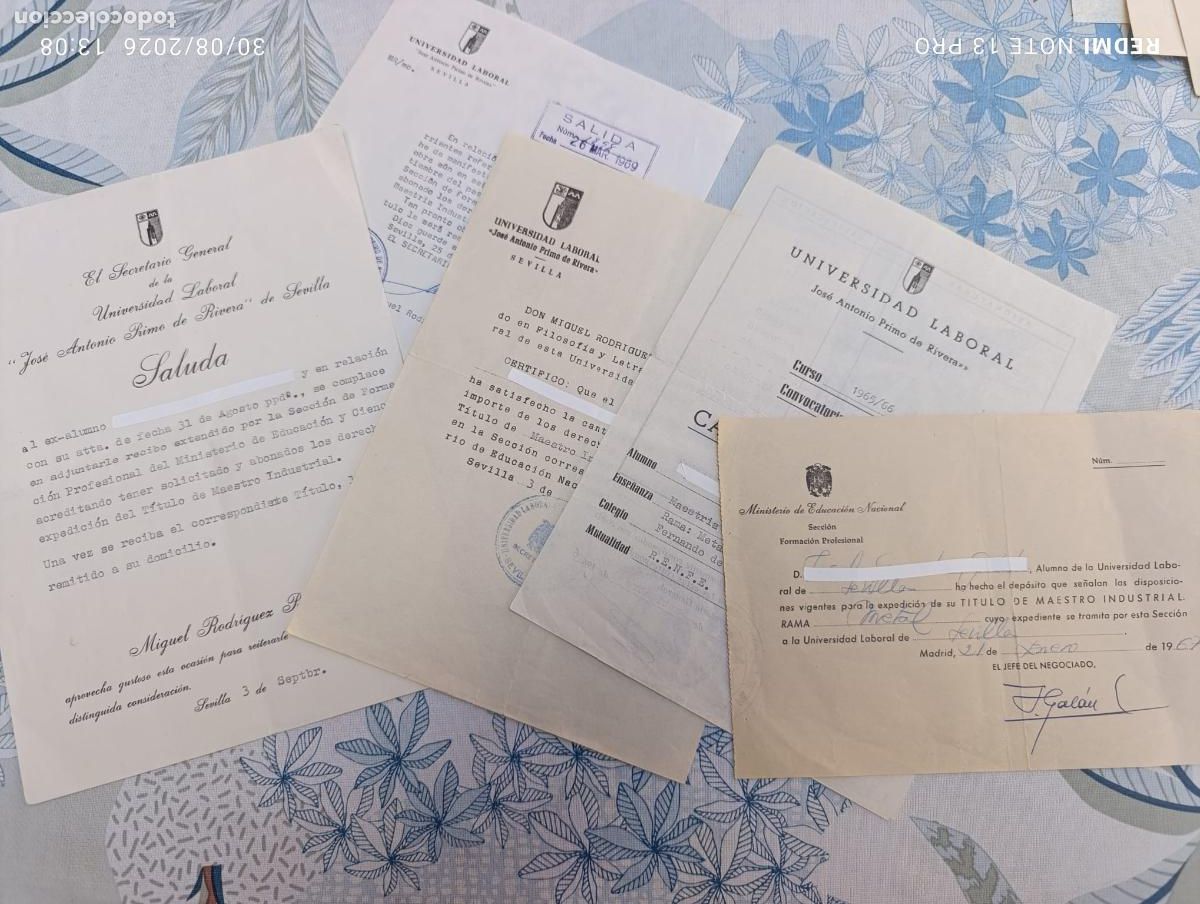 Documentos antiguos: UNIVERSIDAD LABORAL JOSE ANTONIO PRIMO DE RIVERA.