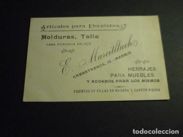 Documents Anciens: TARJETA PUBLICITARIA E. MARCILLACH ARTICULOS PARA EBANISTAS MADRID