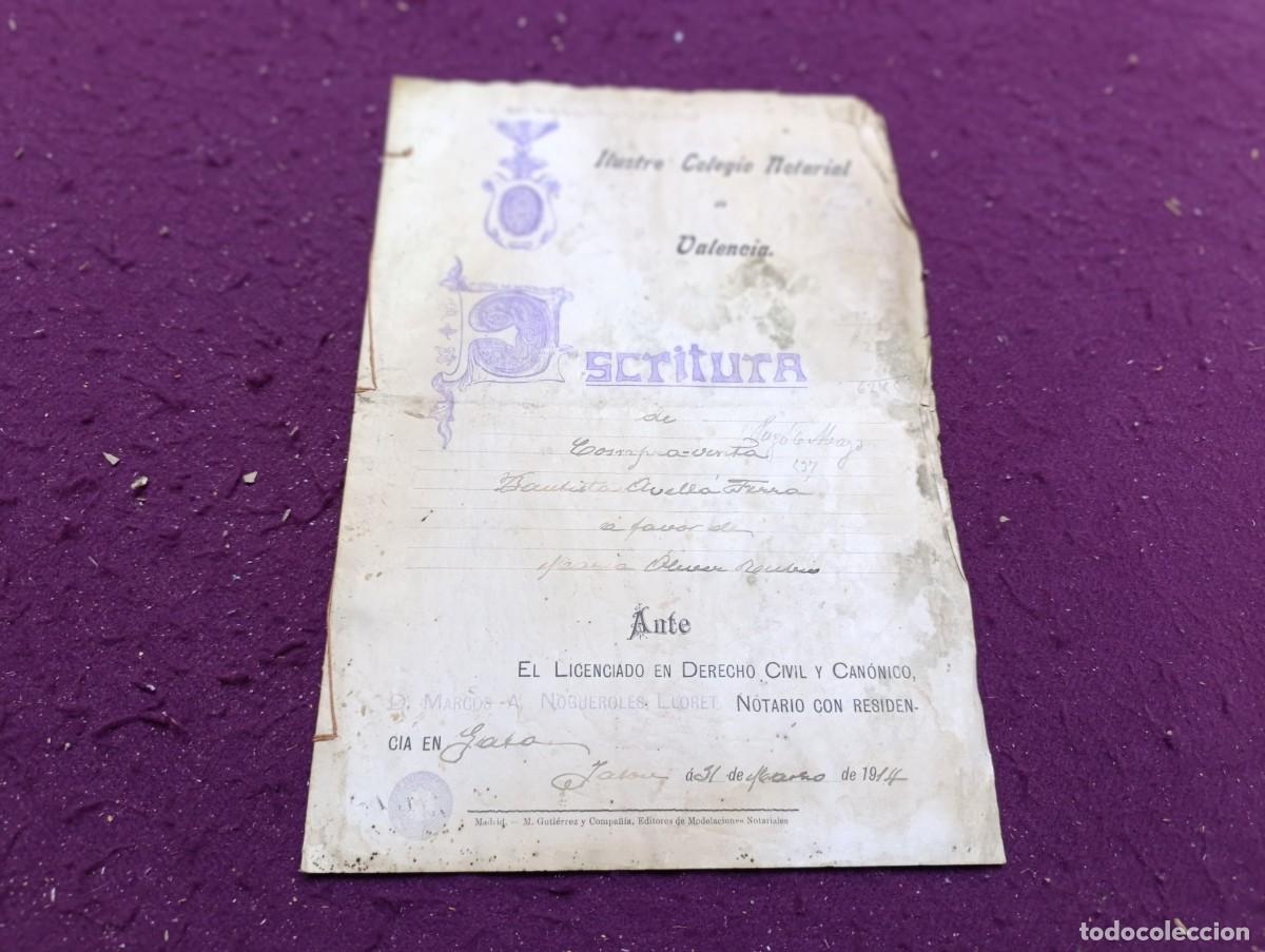 Documenti antichi: AD21, Antiguo Documento, Valencia, 1914, Escritura de Compraventa