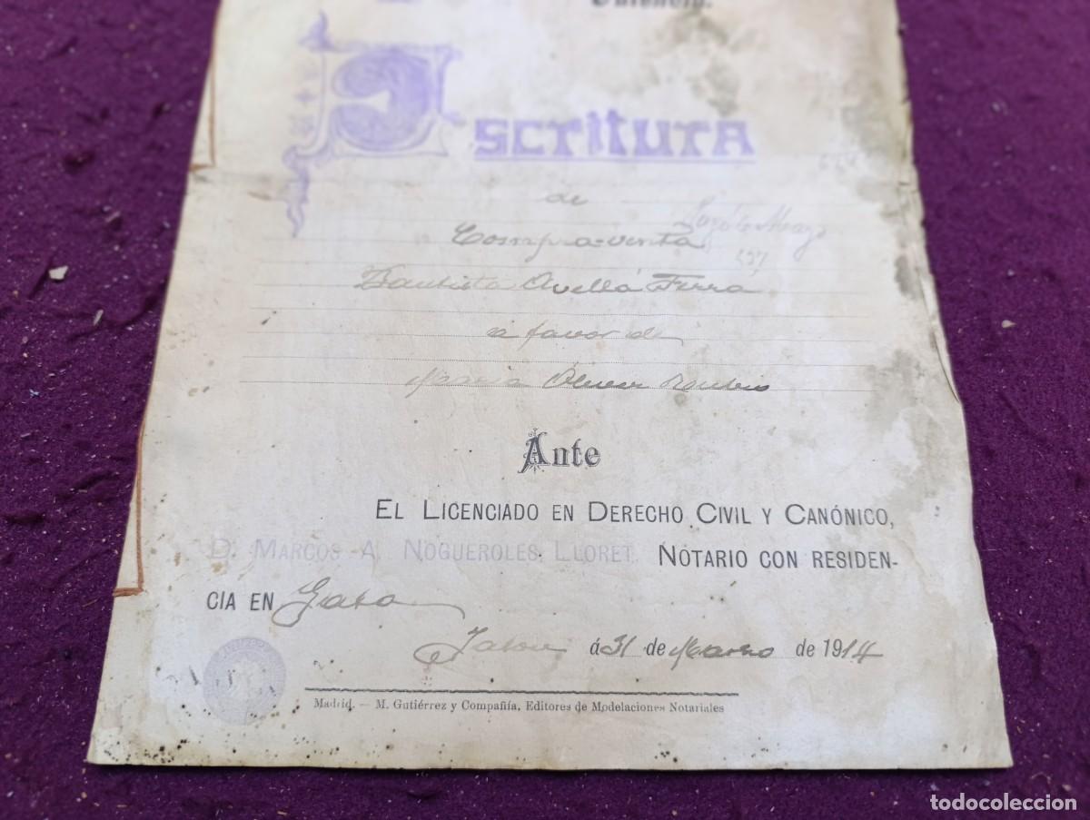 Documentos antiguos: AD21, Antiguo Documento, Valencia, 1914, Escritura de Compraventa - Foto 3