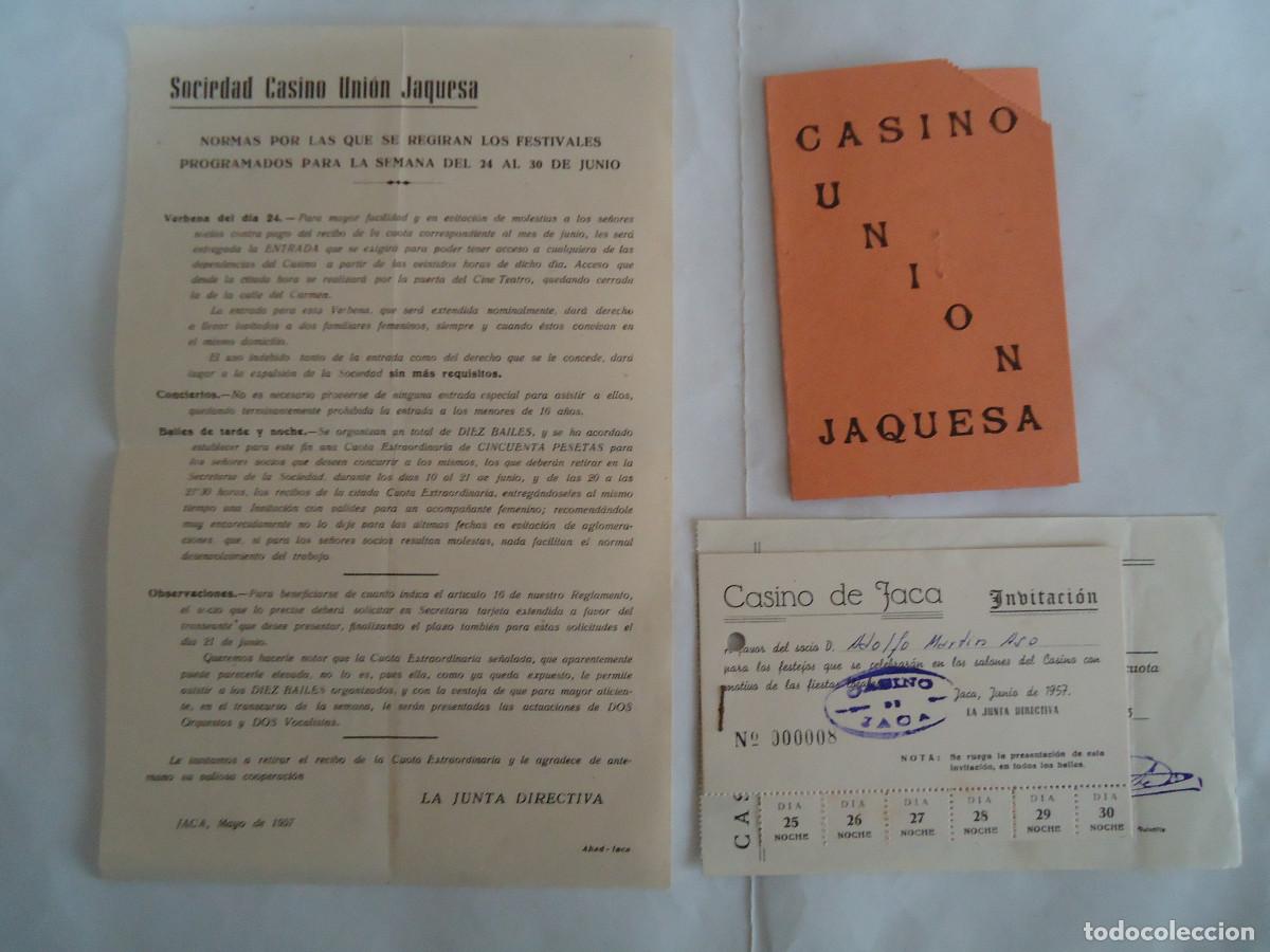 Documentos antiguos: DOCUMENTACION DE LA SOCIEDAD CASINO UNION JAQUESA. JACA A&Ntilde;O 1957. PP -13