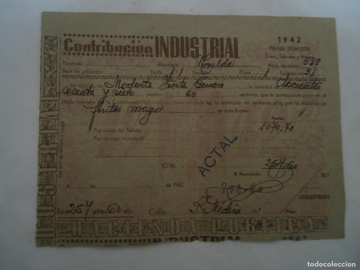 Documentos antiguos: CONTRIBUCION INDUSTRIAL DEL A&Ntilde;O 1942 DE NOVELDA. PP -13