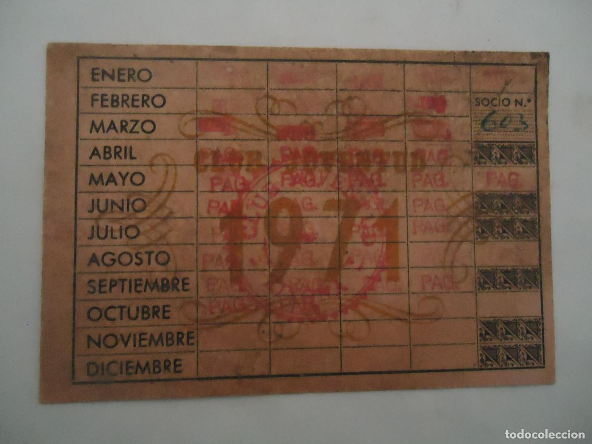 Documentos antiguos: CARNET DE SOCIO DEL CLUB JUVENTUD DE XIXONA. A&Ntilde;O 1971. PP -13