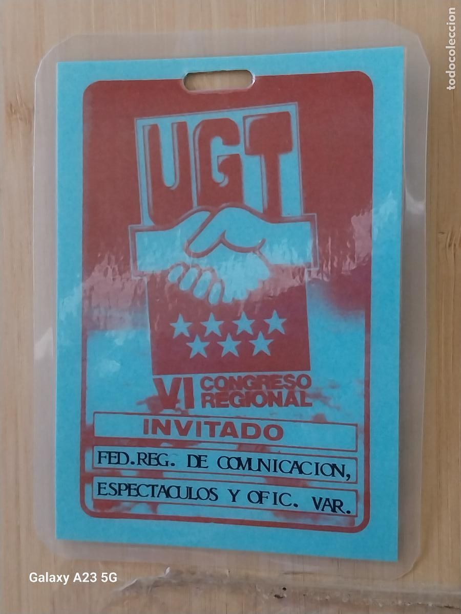 Documentos antiguos: UGT A&Ntilde;O 1986 IDENTIFICACION CONGRESO REGIONAL FED REG COMUNICACION ESPECTACULOS 10.8X8 CM