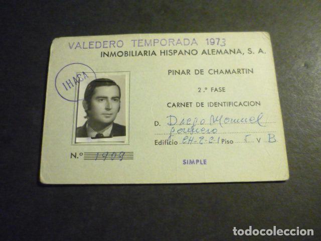 Documentos antiguos: TARJETA DE IDENTIDAD INMOBILIARIA HISPANO ALEMANA MADRID 1973