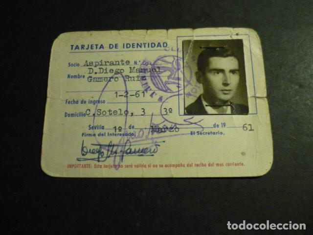 Documentos antigos: TARJETA DE IDENTIDAD CLUB NATACION SEVILLA 1961