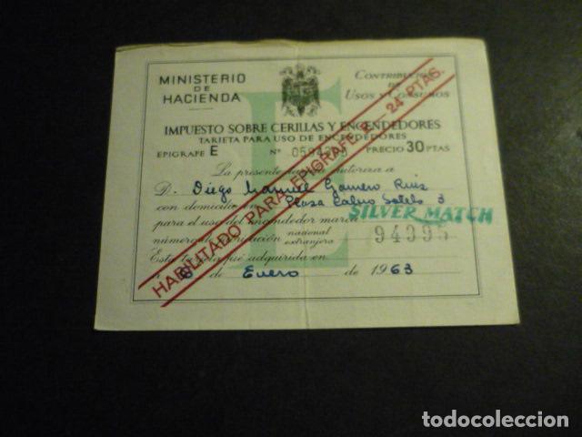 Alte Dokumente: TARJETA USO DE ENCENDEDORES 1963