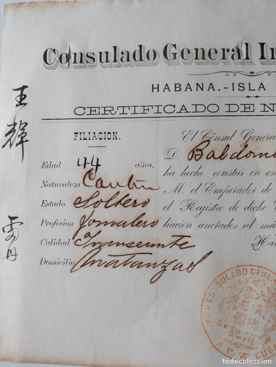 Documentos antiguos: Documento de Esclavos Certificado de Nacionalidad China - Foto 2