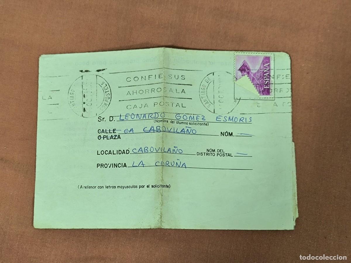 Old Documents: Impreso Beca Ministerio Educaci&oacute;n Franqueado Caja Postal &ndash; Circulado Vintage
