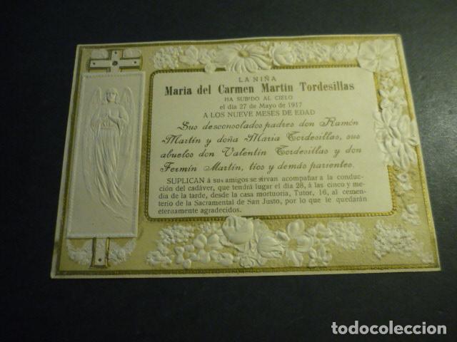 Documentos antiguos: MADRID 1917 ESQUELA DEFUNCION NI&Ntilde;A 13 X 18 CM