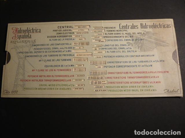 Documentos antigos: HIDROELECTRICA ESPA&Ntilde;OLA 1952 TARJETON MOVIBLE DATOS CENTRALES HIDROELECTRICAS 11 X 24,5 CM
