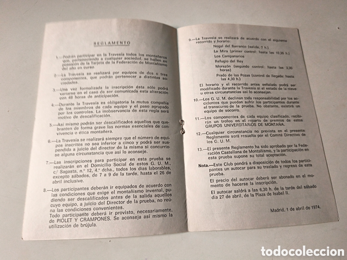 Documentos antiguos: Documento: Grupos Universitarios de Monta&ntilde;a. 1974 - Foto 2