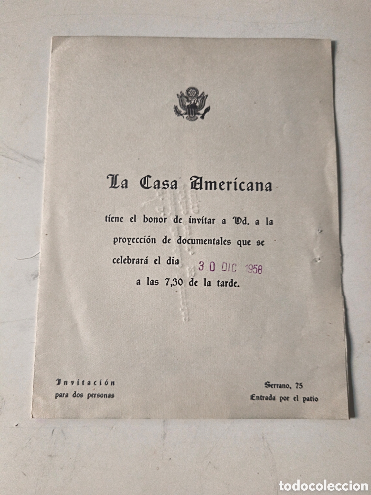 Old Documents: Programa La Casa Americana. 1958