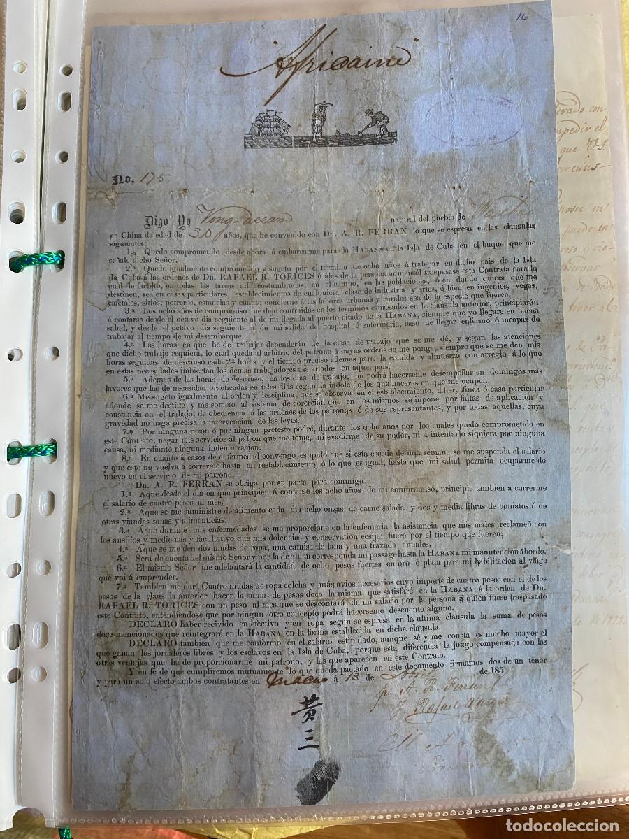 Documenti antichi: Cuba. Primera Contrata Chino. 1857. Macao.