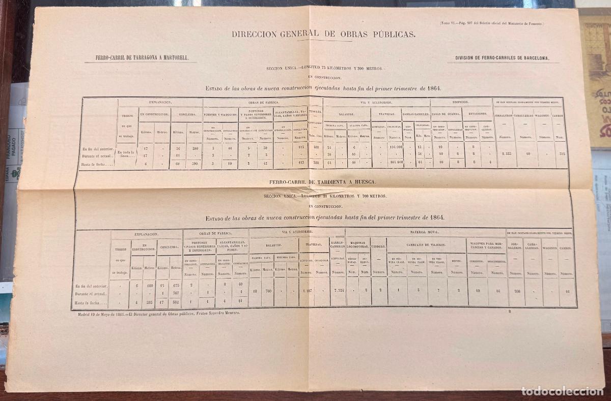 Documentos antiguos: ESTADILLO DIRECCI&Oacute;N GENERAL OBRAS PUBLICAS ESTADO OBRAS FERROCARRIL 1964 DOCU-27