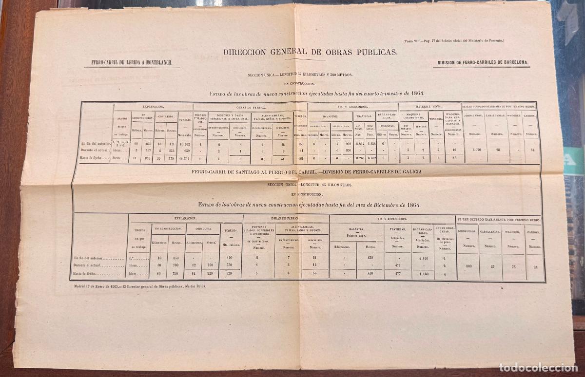 Documentos antiguos: ESTADILLO DIRECCI&Oacute;N GENERAL OBRAS PUBLICAS ESTADO OBRAS FERROCARRIL 1964 LERIDA MONTEBLANCH DOCU-29