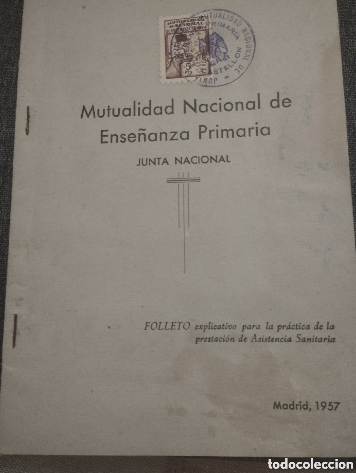 Documentos antiguos: Documento de 1957 de la Mutualidad de Ense&ntilde;anza Primaria