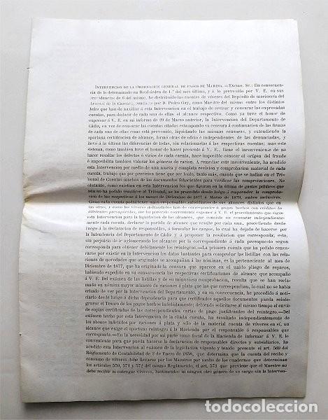 Documenti antichi: Impreso de la Intervenci&oacute;n de la Ordenaci&oacute;n General de Pagos de Marina. Departamento C&aacute;diz, 1880