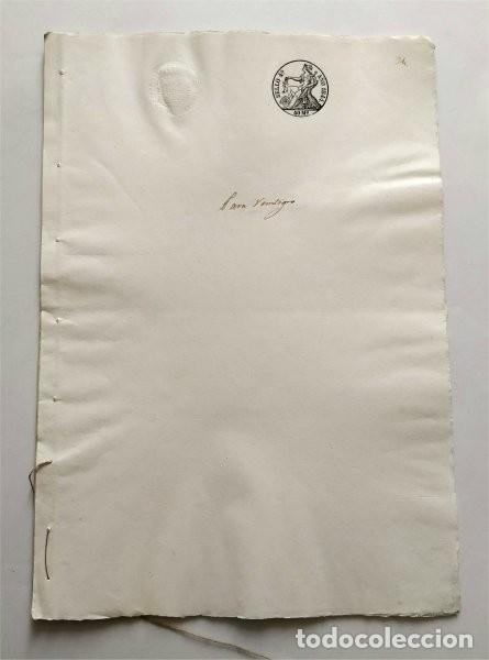 Documenti antichi: 37 hojas de papel timbrado. Sello 4&ordm;. 40 maraved&iacute;s. A&ntilde;o 1844. Sello en seco de Isabel II.