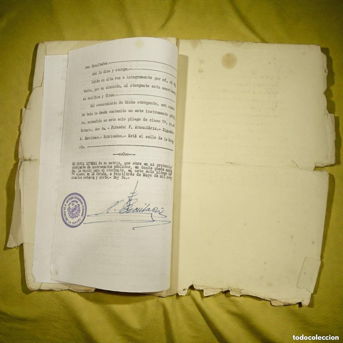 Documentos antiguos: Documento Notarial Original A&ntilde;o 1977 &ndash; Consentimiento y Poder General &ndash; La Coru&ntilde;a - Foto 4