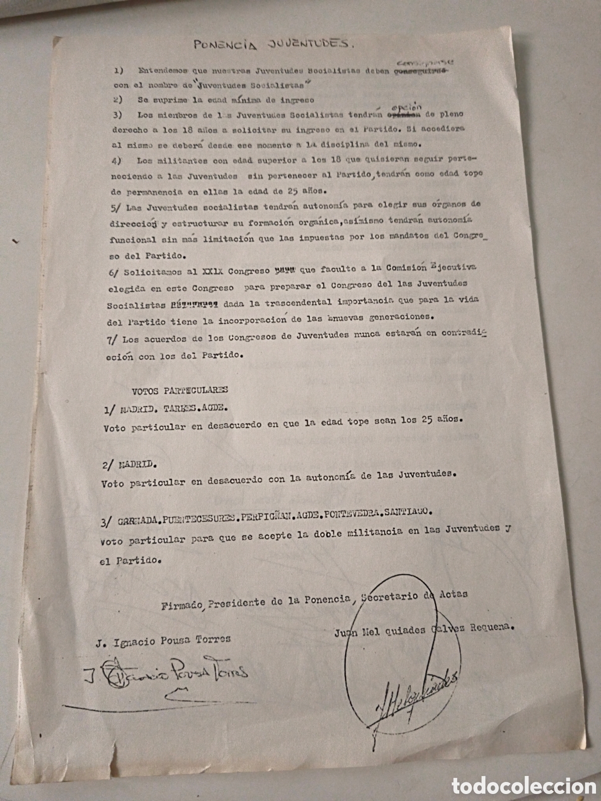 Documenti antichi: Panfleto politico: Ponencias Juveniles. 1979.