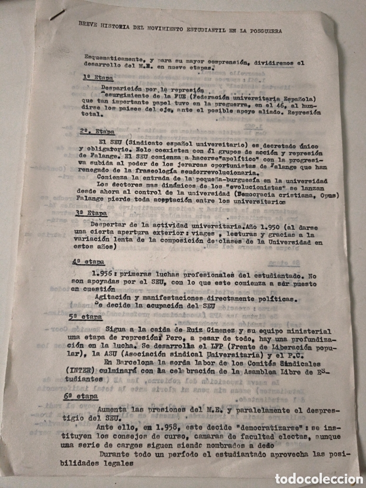 Old Documents: Documento Pol&iacute;tico: Breve historia del movimiento estudiantil en la posguerra