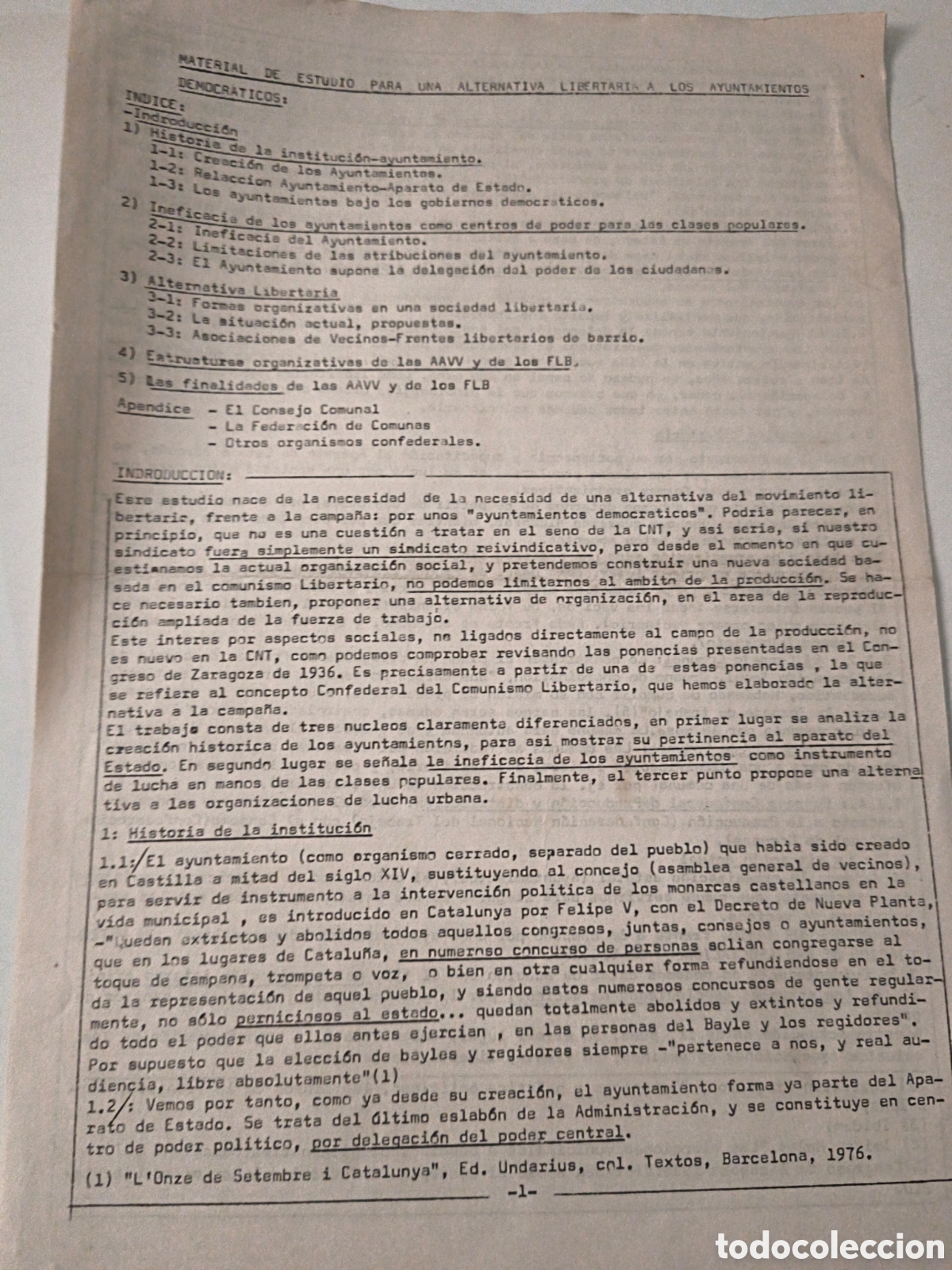 Documentos antiguos: Documento Pol&iacute;tico: Material de estudio para una alternativa Libertaria a los Ayuntamientos Democr&aacute;t