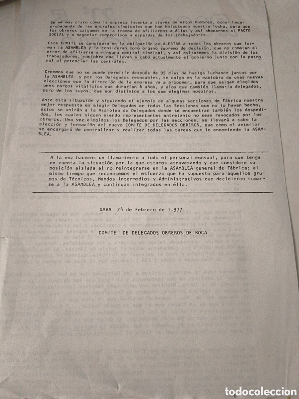 Documentos antiguos: Documento Pol&iacute;tico: Roca en lucha. 1977 - Foto 2