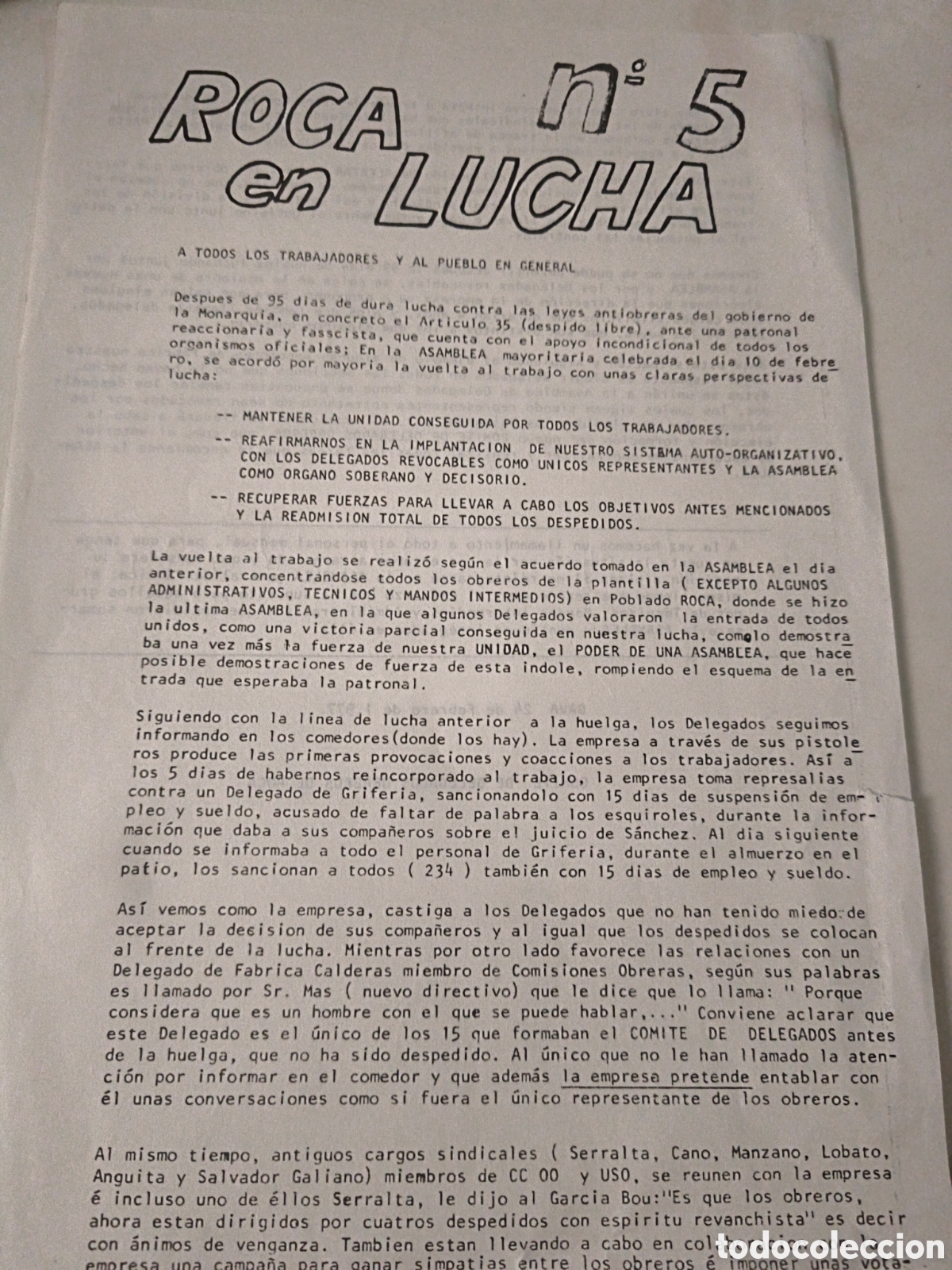 Documentos antiguos: Documento Pol&iacute;tico: Roca en lucha. 1977 - Foto 1