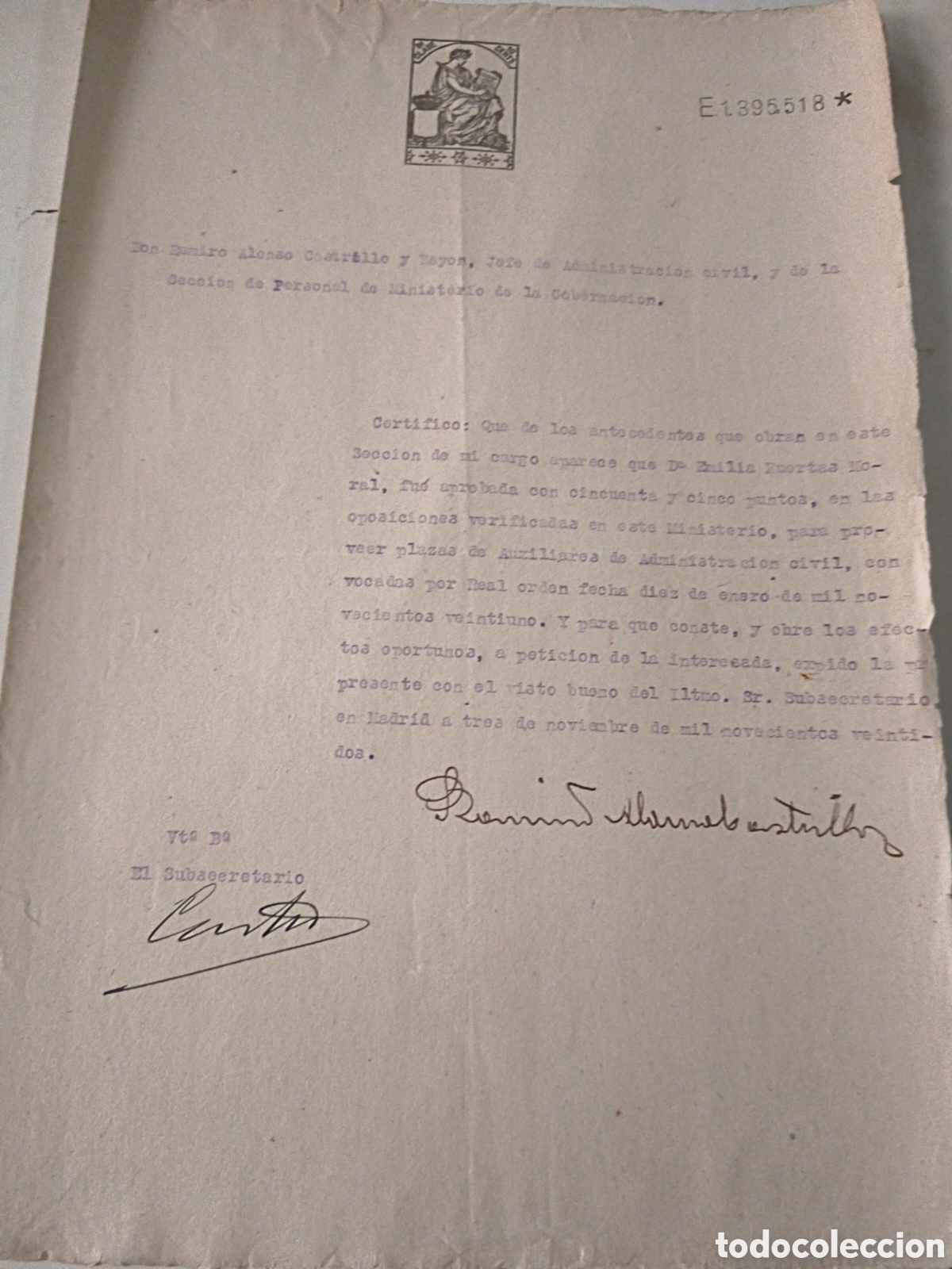 Documentos antiguos: Documento Escuela Normal de Maestras de Burgos 1920 - Foto 5