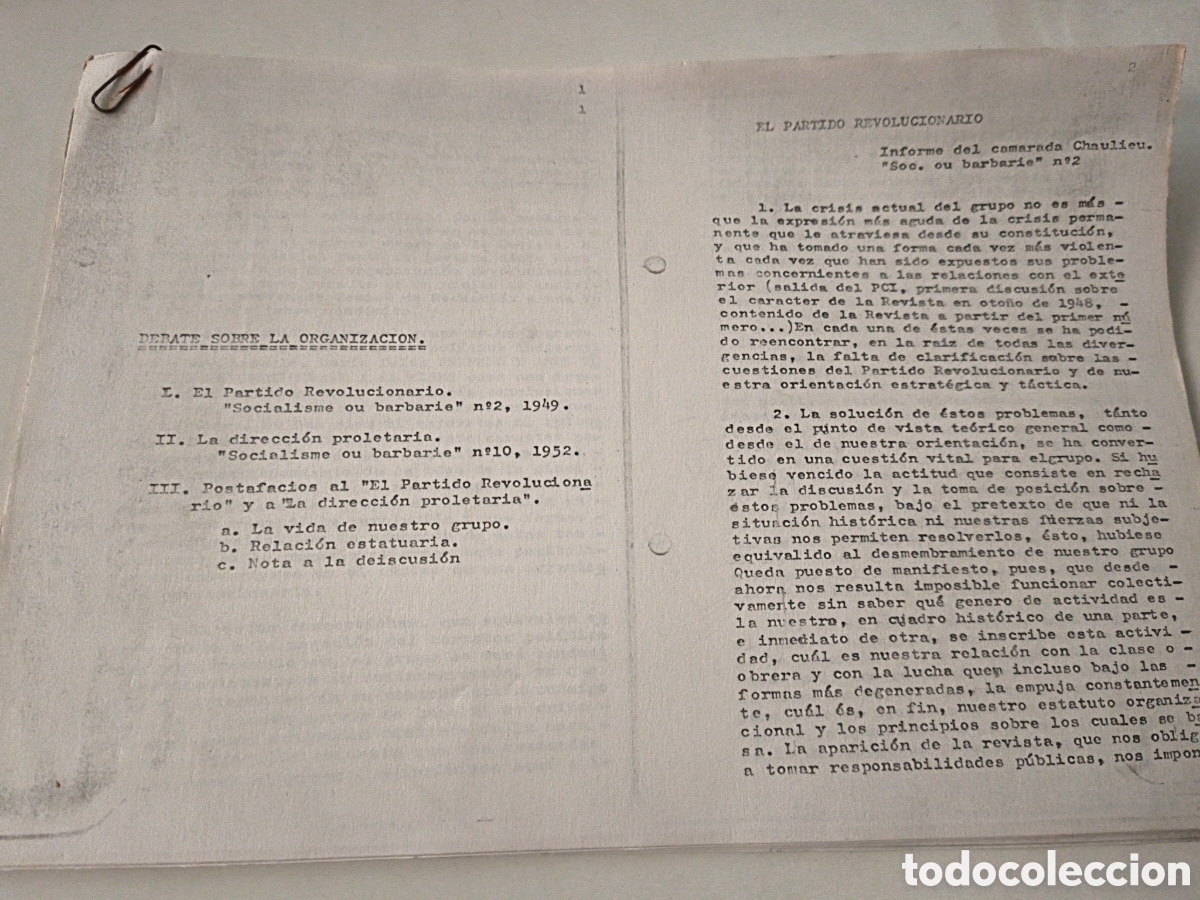 Documentos antiguos: Fotocopias Libro Socialismo o Barbarie