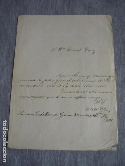 Documentos antiguos: SOCIEDAD MINERA DEL PORVENIR ASTURIAS MIERES Y LENA CARTA 1851 REPRESENTACION JUNTA GENERAL MINAS