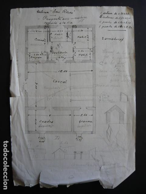 Documentos antiguos: DEHESA DE LAS ROZAS MERIDA BADAJOZ CONJUNTO DOCUMENTOS CONSTRUCCION 1912 - Foto 4
