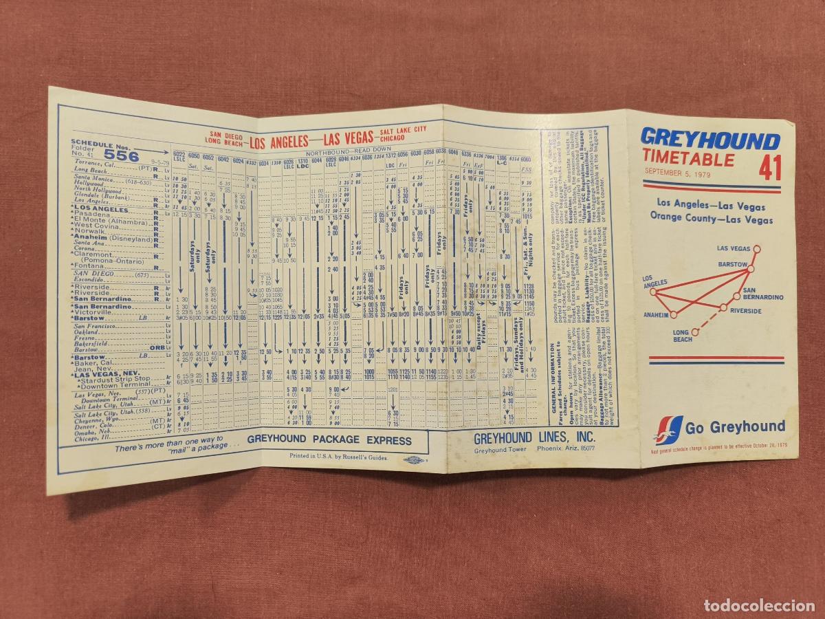 Documentos antiguos: Antiguo Horario Greyhound Timetable 41 &ndash; Autobuses USA Coleccionismo