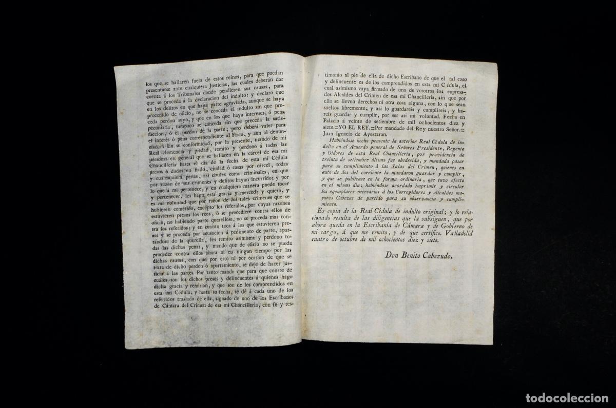 Documentos antiguos: COPIA DE REAL CEDULA DE INDULTO. VALLADOLID 1817 - Foto 3