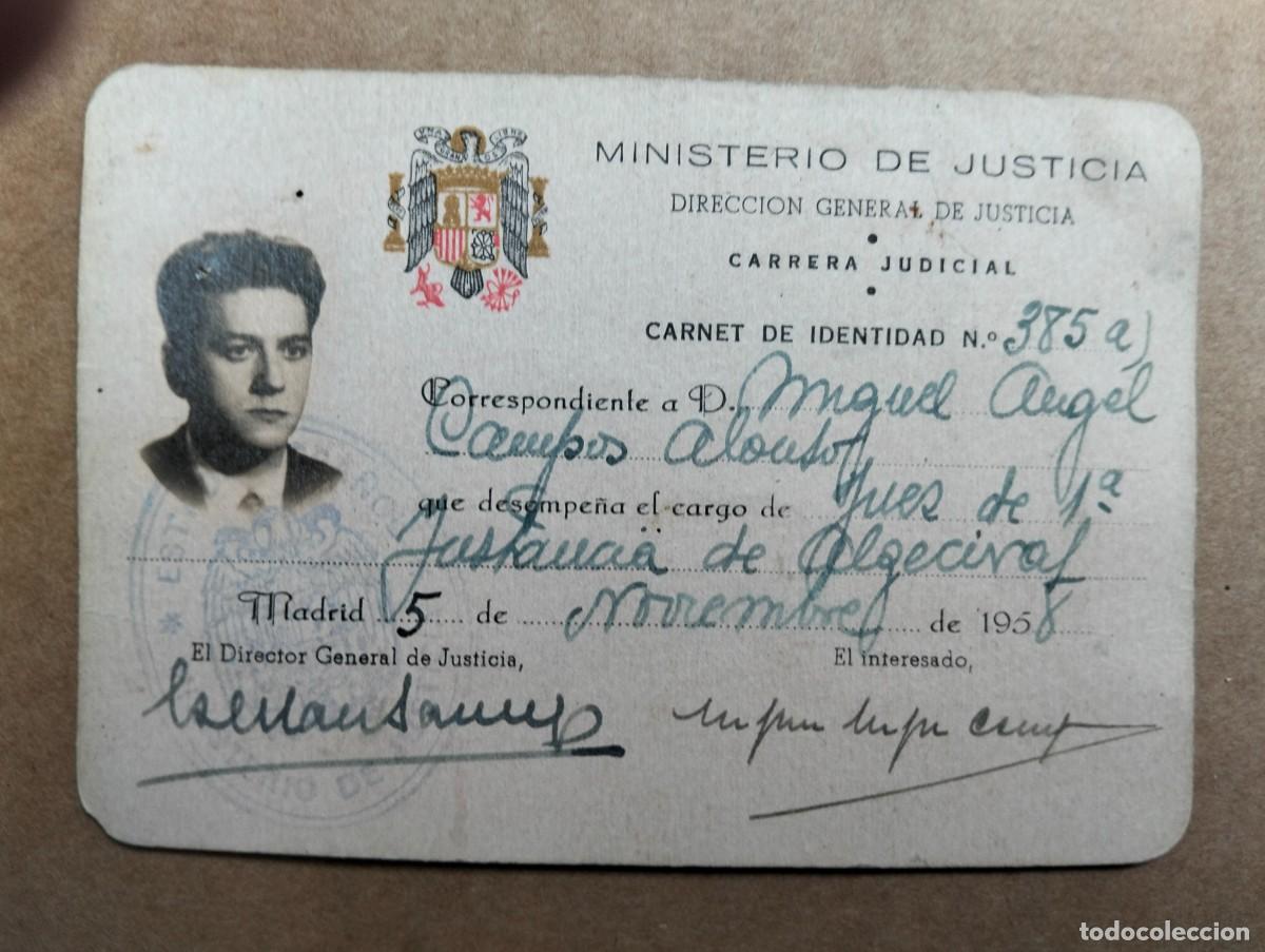 Documentos antiguos: Antiguo Carnet Ministerio de Justicia A&ntilde;o 1958