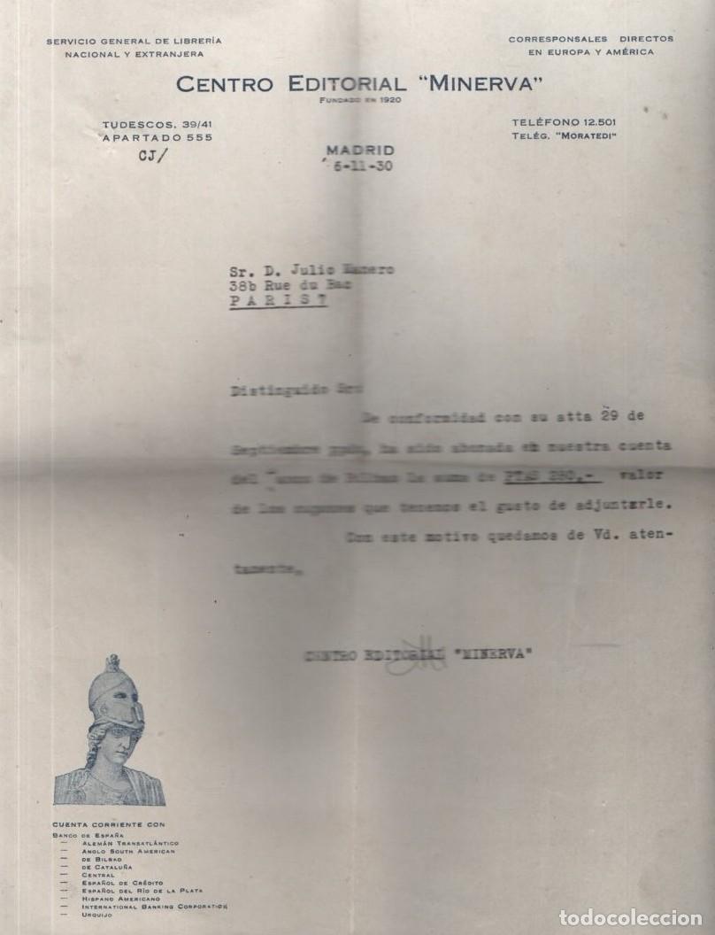 Documentos antiguos: CARTA CENTRO EDITORIAL MINERVA (MADRID 6.11.1930) DOCU-63