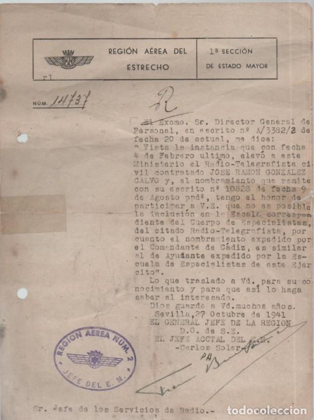 Documentos antiguos: CONTRATACI&Oacute;N DE RADIO TELEGRAFISTA CIVIL JOSE RAMON GONZALEZ (SEVILLA 1941) DOCU-71