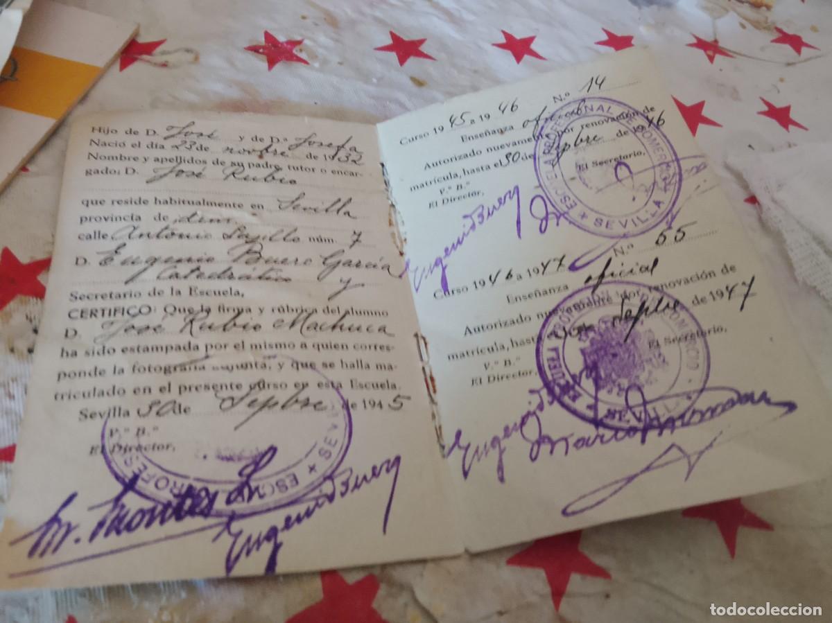 Documentos antiguos: Documento de la escuela profesional de comercio de Sevilla 1945/49 - Foto 2