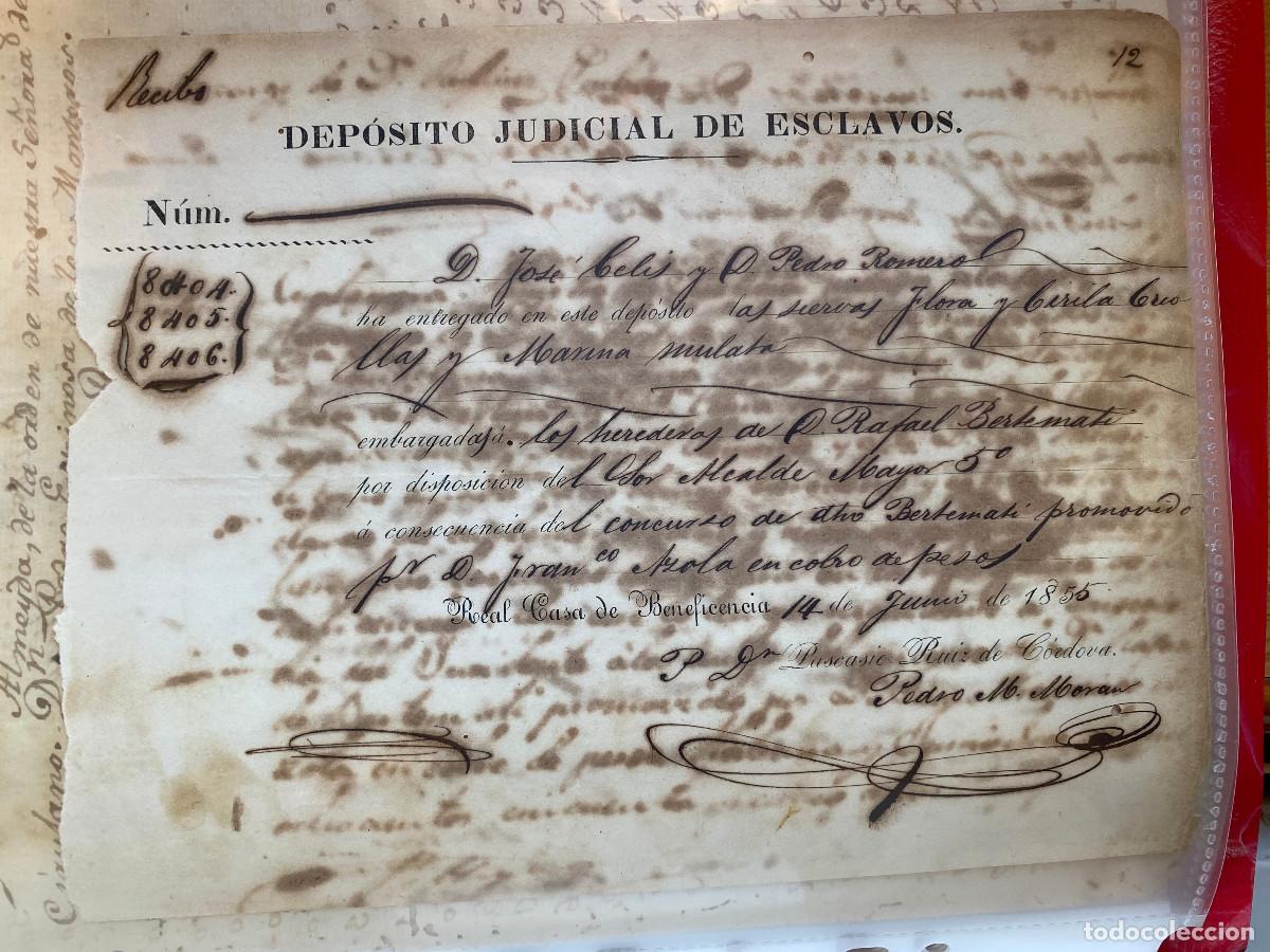 Documentos antiguos: Cuba. Dep&oacute;sito judicial de esclavos. Embargo. Herederos del Bertemat&iacute;. 1855.