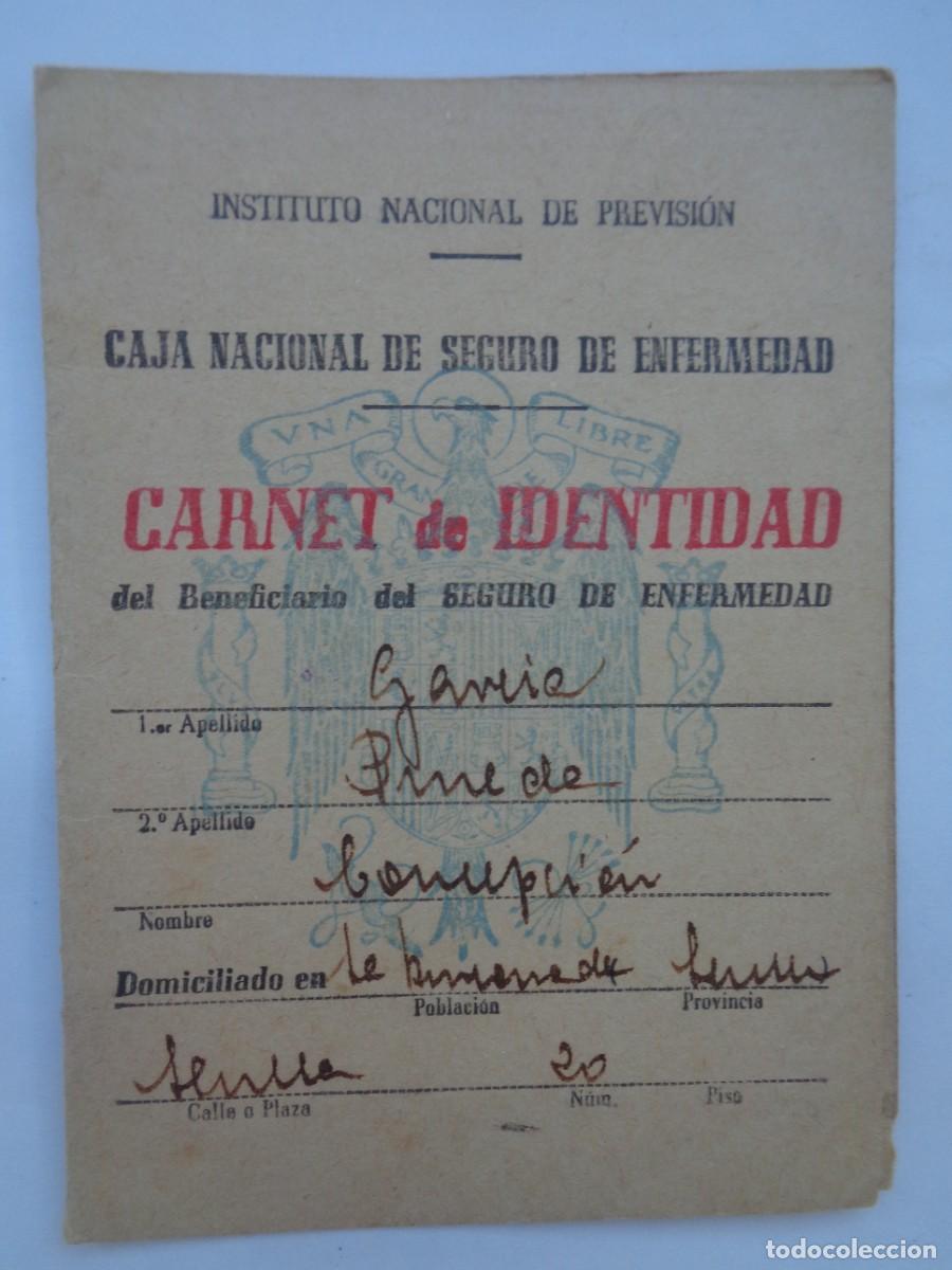 Documentos antiguos: CAJA NAL. DE SEGURO DE ENFERMEDAD: CARNET DE IDENTIDAD . SEVILLA , 1944