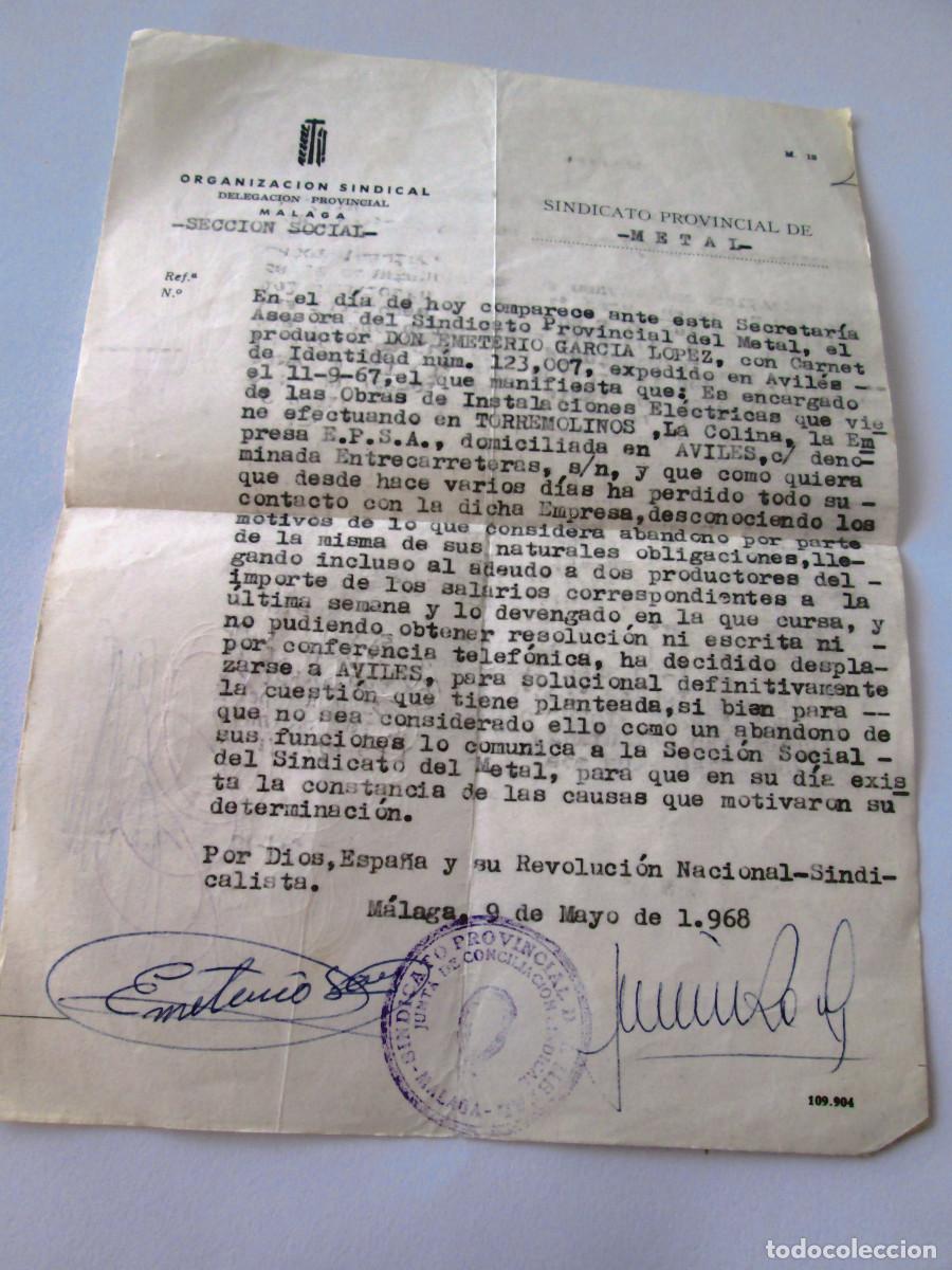 Documentos antiguos: ORGANIZACION SINDICAL - DELEGACION PROVINCIAL MALAGA - 1968