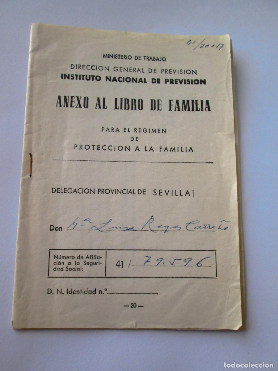 Documentos antiguos: ANEXO LIBRO DE FAMILIA - DELEGACION SERVILLA - 1966