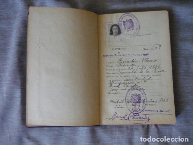 Documentos antiguos: LIBRO CALIFICACION ESCOLAR 1945 ENSE&Ntilde;ANZA MEDIA - Foto 3