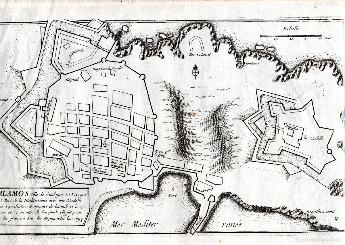 Documentos antiguos: PALAMOS. Ville de Catalogne en Espagne petit Port de la Mediterran&eacute;e avec une Citadelle. 1694