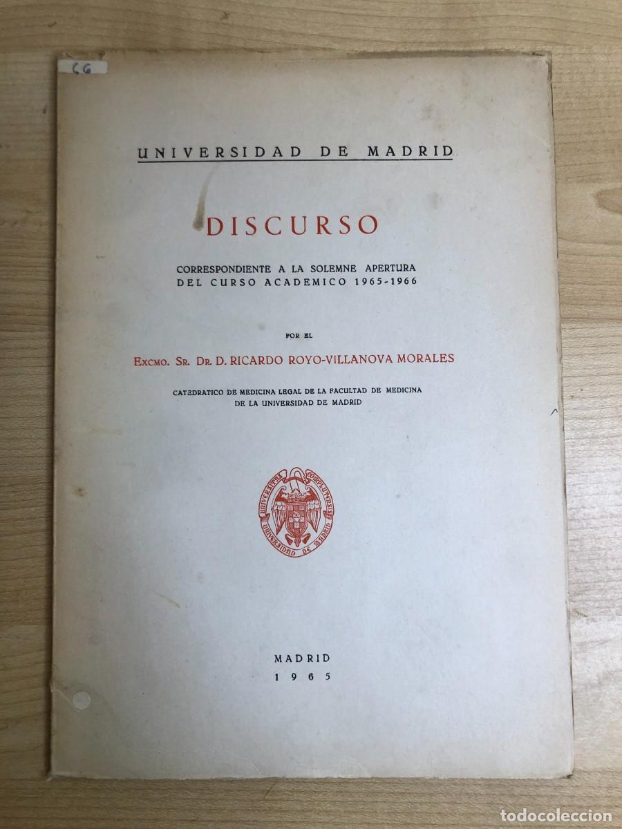 Documentos antiguos: M&eacute;dicos y juristas Ricardo Royo-Villanova discurso Universidad de Madrid 1965