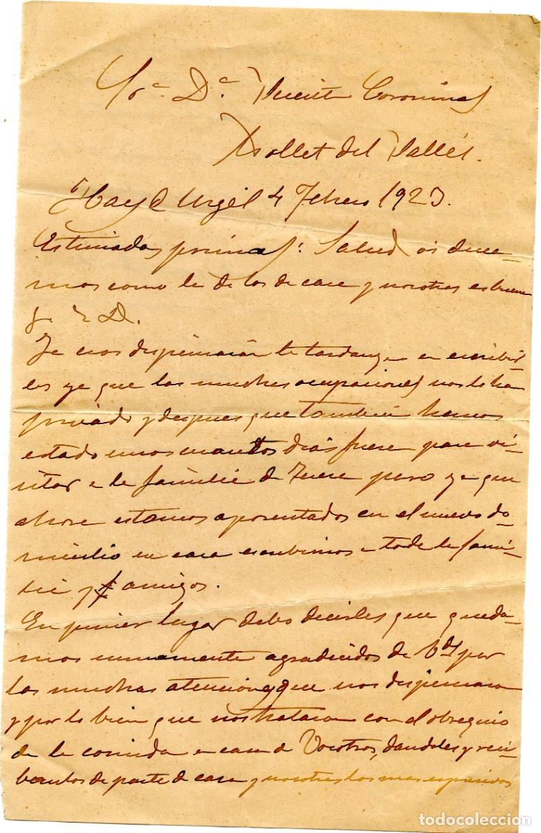Documentos antiguos: Carta manuscrita una sola hoja escrita ambas caras. Ivars d'Urgell, 1923