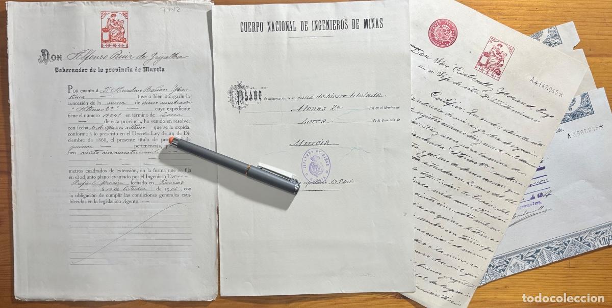 Documentos antiguos: PURIAS- LORCA- MURCIA- MINERIA- DOCUMENTACION Y PLANO MINA ATENAS- 1915